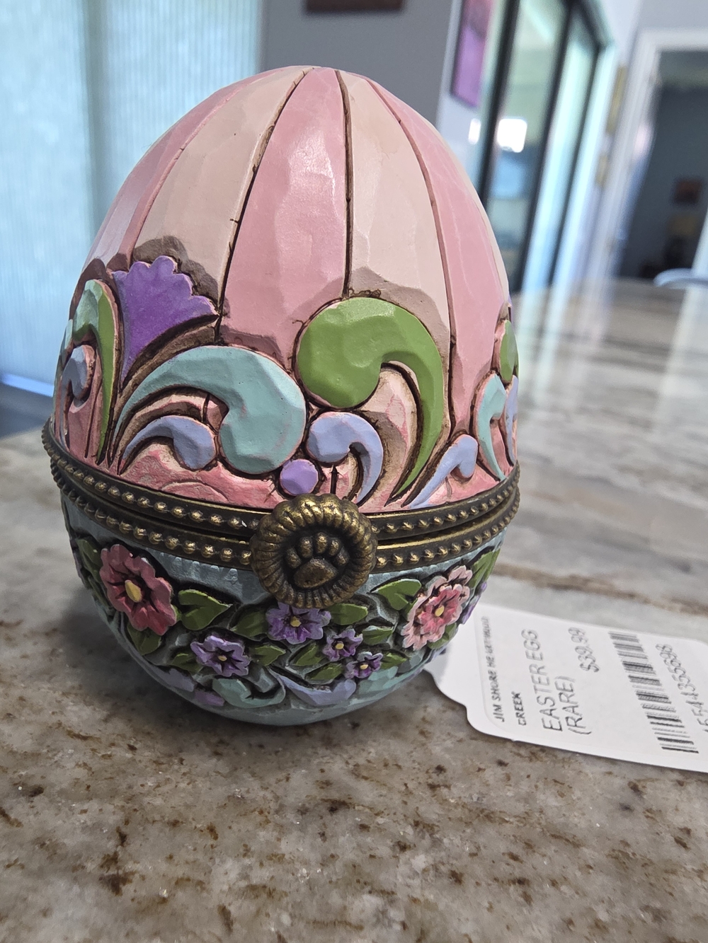 Jim Shore Pink Floral Egg Trinket Box